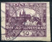 (1918) čr. 15 - O - Československo - známka: Hradčany 50 h - tmavě fialová