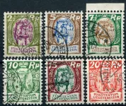 (1924) MiNr. 65 - 70 - O - Lichtenštejnsko - Vinaři a zámecké nádvoří Vaduz