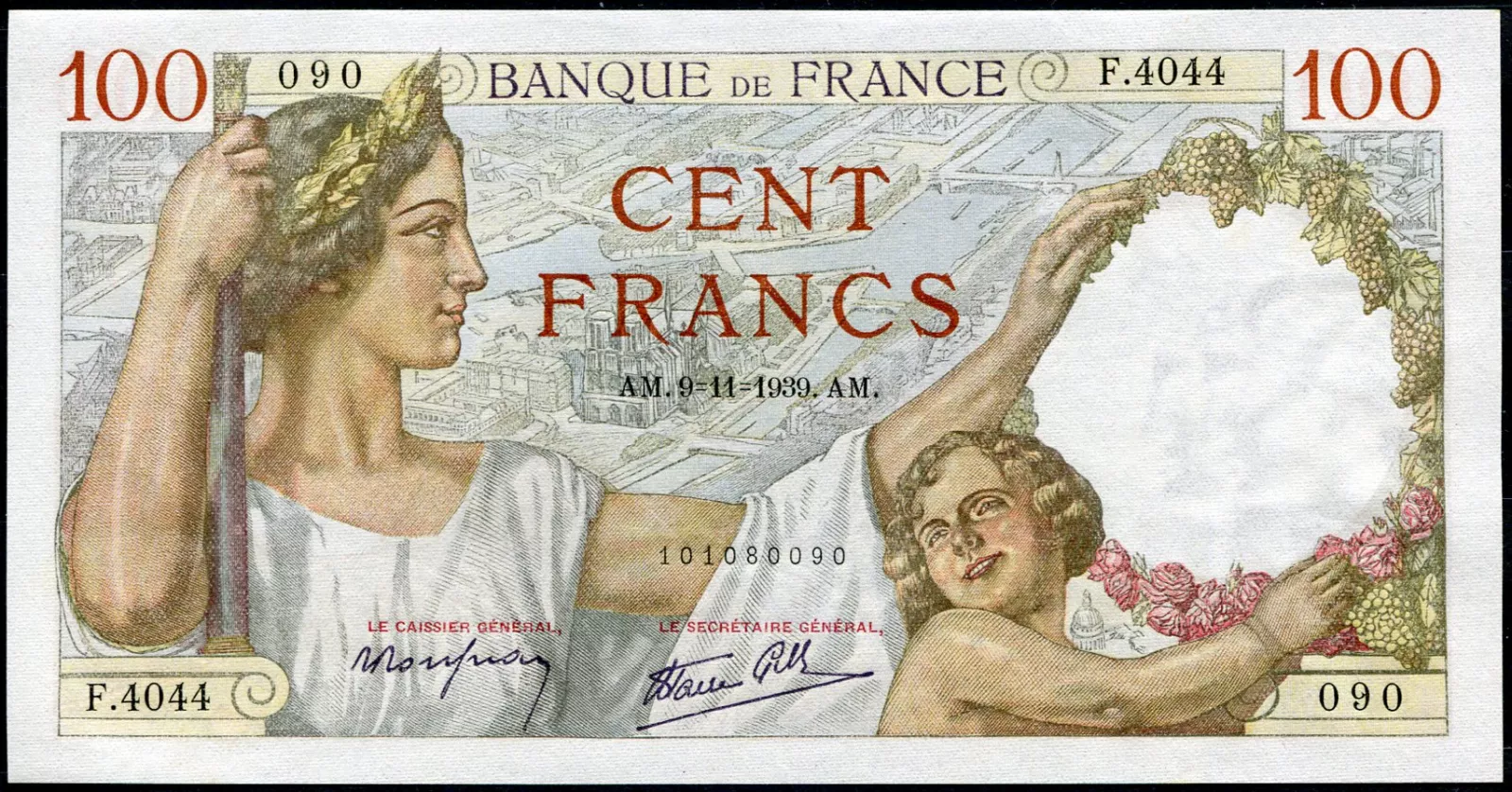 Francie (P 94a.14) 100 Franků (09.11.1939) - UNC