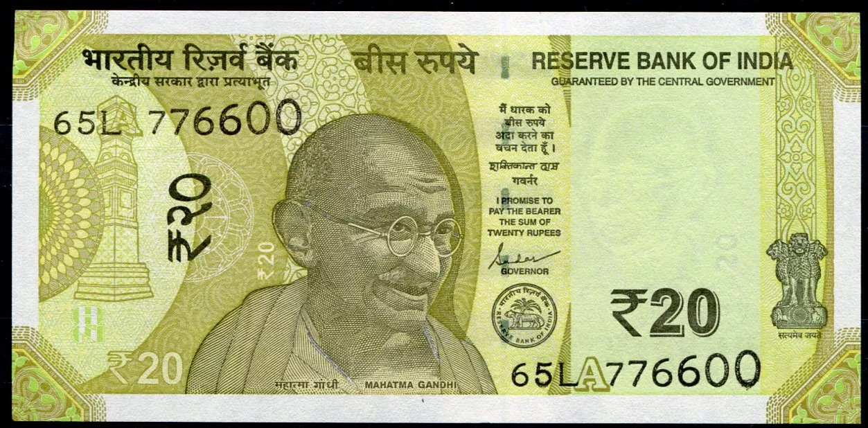 Indie (P 110m) - 20 RUPEES - písmeno A (2022) - UNC