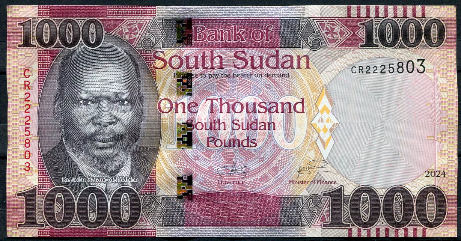 Jižní Sudán (P 21a) 1000 POUNDs (2024) - UNC