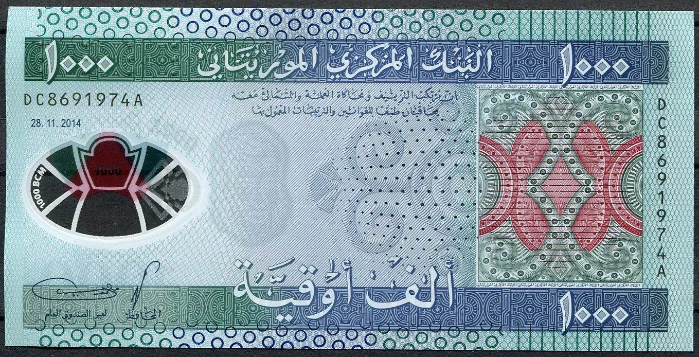 Mauretánie (P 19a) 1000 Ouguiya (28.11.2014) - UNC polymer