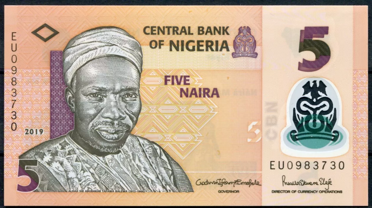 Nigerie - (P 38j) 5 NAIRA (2019) - UNC polymer