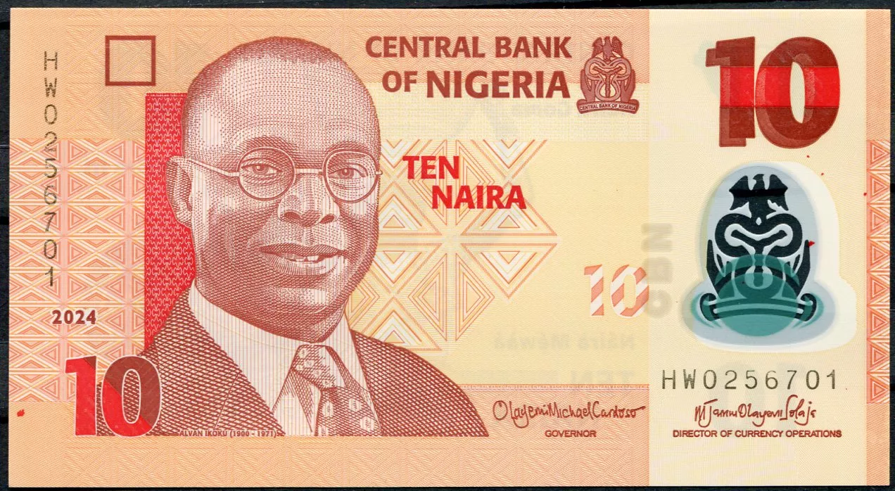 Nigerie - (P 39n) 10 NAIRA (2024) - UNC - tisková vada