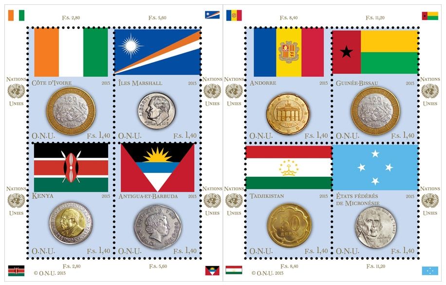 (2013) MiNr. 838 - 845 ** - PL - OSN Ženeva - Vlajky a mince 2013