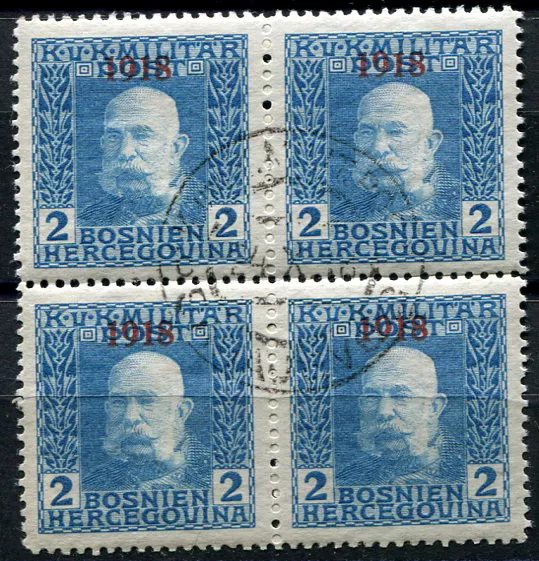 (1918) MiNr. 148 - O - (4-er) - Bosna a Hercegovina (Rakousko-Uhersko) - císař Franz Josef I.