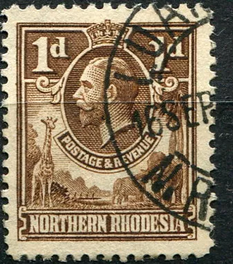 (1925) MiNr. 2 - O - Severní Rhodesie - Král Jiří V. a zvířata