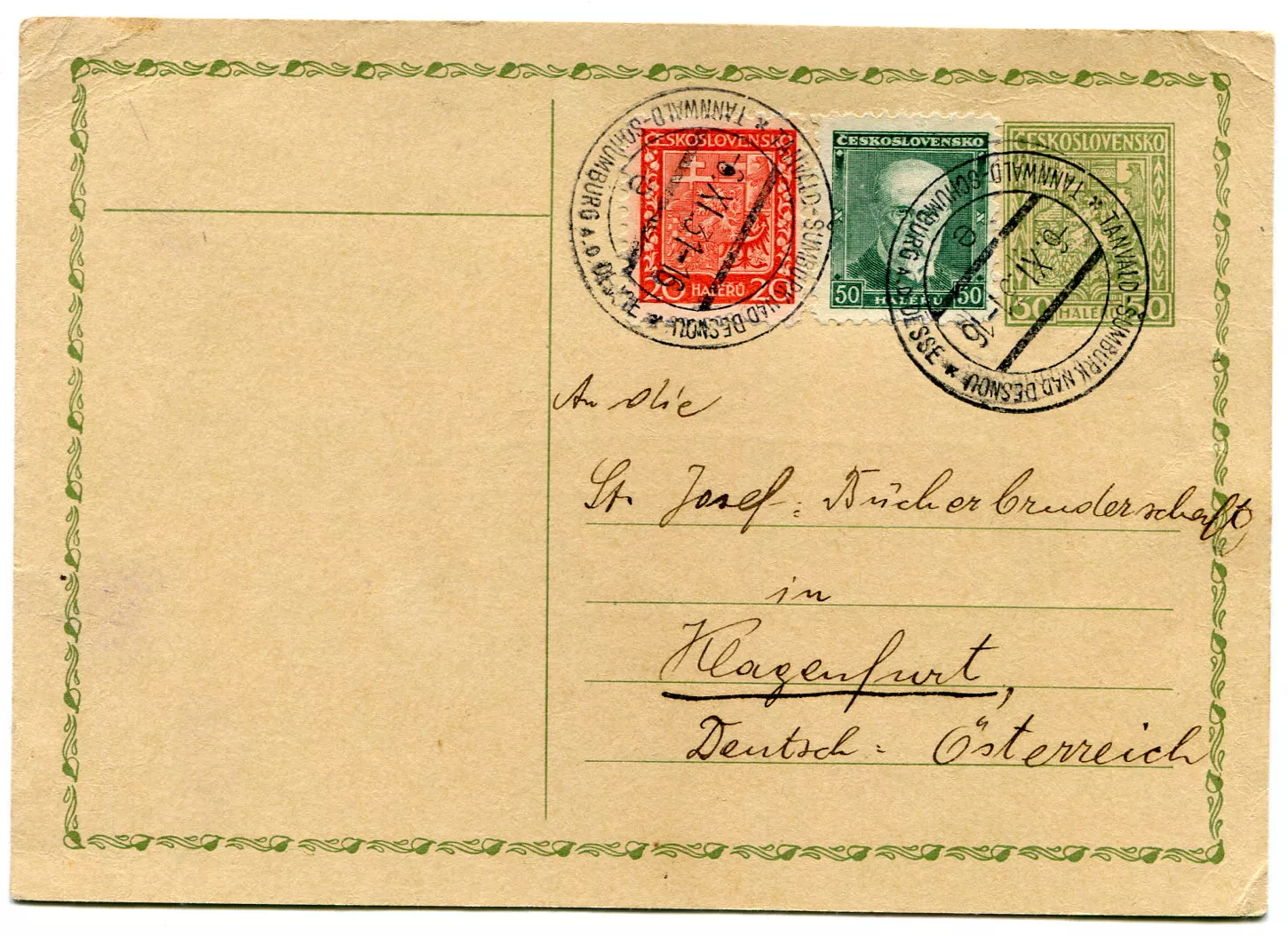 (1931) Československo I. - CDV - O - Tanvald - Šumburk nad Desnou - Klagenfurt