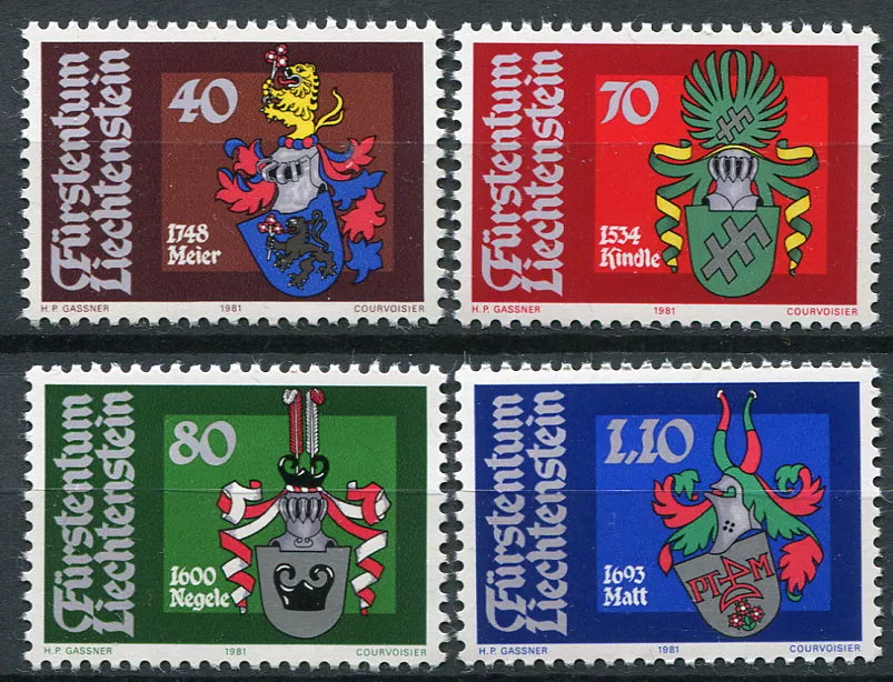 (1981) MiNr. 766 - 769 ** - Lichtenštejnsko - Erby (1981) MiNr. 766 - 769 ** - Lichtenštejnsko - Erby