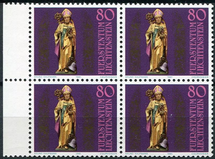 (1981) MiNr. 775 ** (4-bl) - Lichtenštejnsko - biskup Theodor (Theodule) (1981) MiNr. 775 ** (4-bl) - Lichtenštejnsko - biskup Theodor
