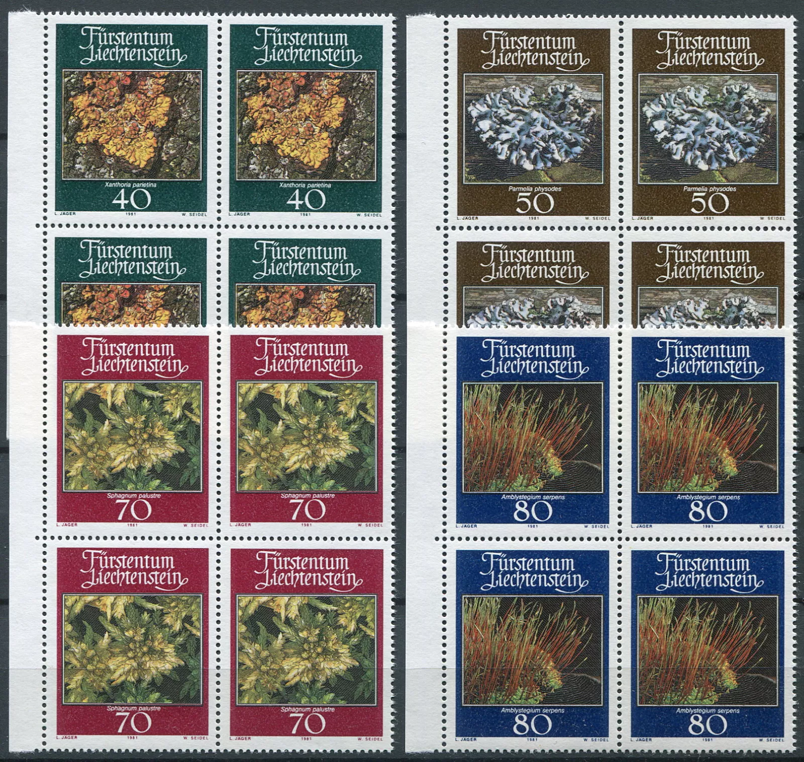 (1981) MiNr. 776 - 779 ** (4-bl) - Lichtenštejnsko - Mechy a lišejníky