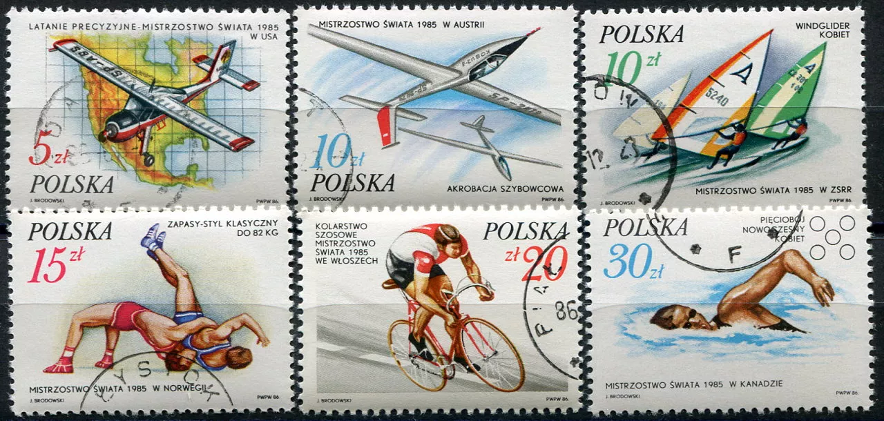 (1986) MiNr. 3042 - 3047 - O - Polsko - Úspěchy polských sportovců
