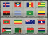 (1986) MiNr. 499 - 514 ** (4-er) - OSN New York - série Vlajky 1986