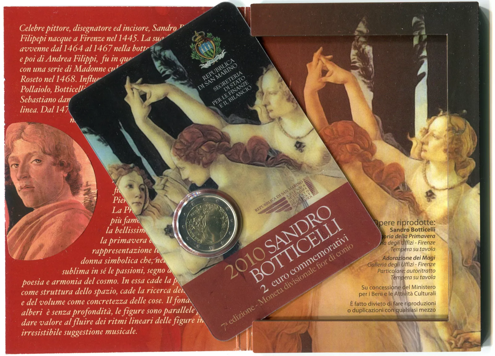 (2010) San Marino 2 € - Sandro Botticelli - mincovní karta