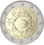 (2012) San Marino 2 € - 10 let Eura - mincovní karta