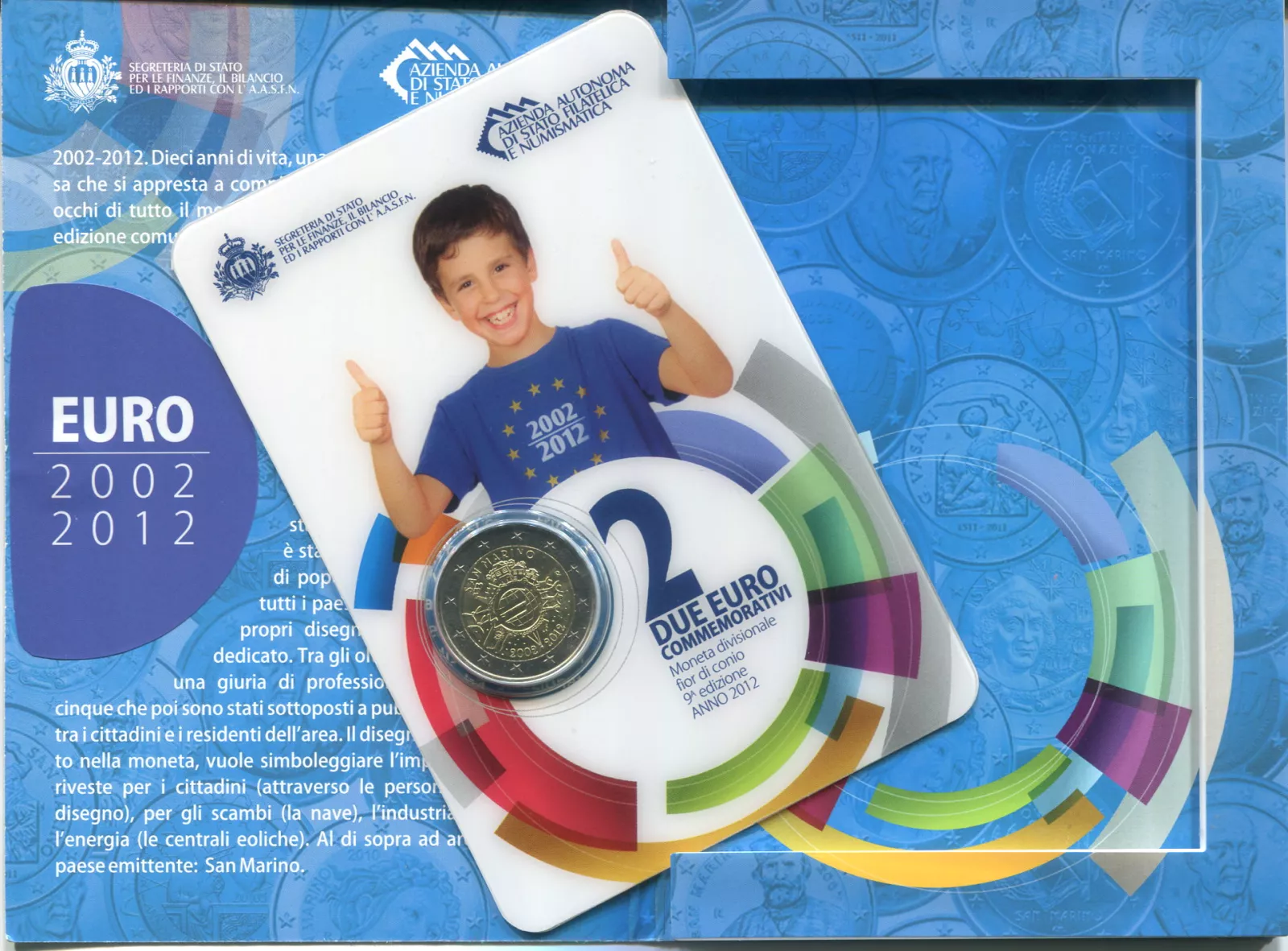 (2012) San Marino 2 € - 10 let Eura - mincovní karta