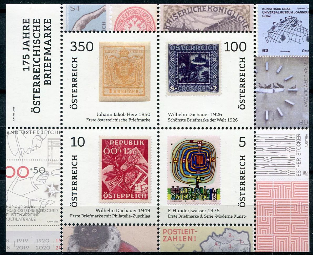 (2025) MiNr. 3894 - 3897 (Bl.169) ** - Rakousko - 175 let rakouských poštovních známek