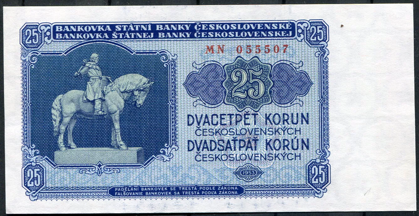 Československo (P 84b) 25 Korun (1953) - UNC