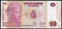 Kongo (P 97Ab) bankovka 50 FRANCS (2022) - UNC | KF-Q série Kongo (P 97Ab) 50 FRANCS (2022) - UNC