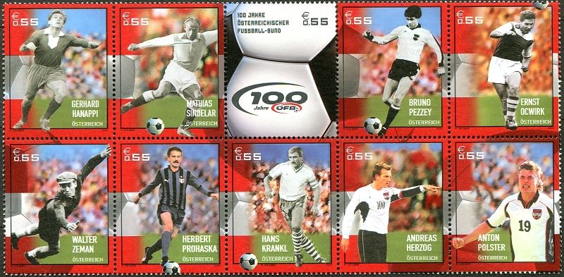  č. 2460-2469 ** - Rakousko - 100 roků rakouského fotbalu