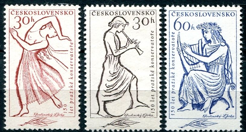 (1961) č. 1179 - 1181 ** - ČSSR - 150. výročí pražské konzervatoře