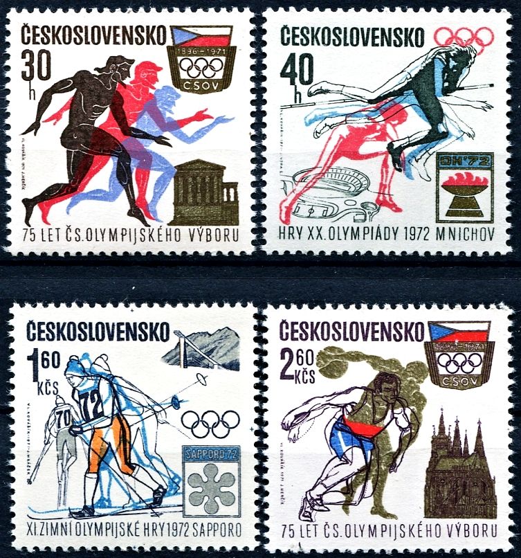 (1971) č. 1933 - 1936 ** - ČSSR - 75 let ČSOV a olympijské hry 1972