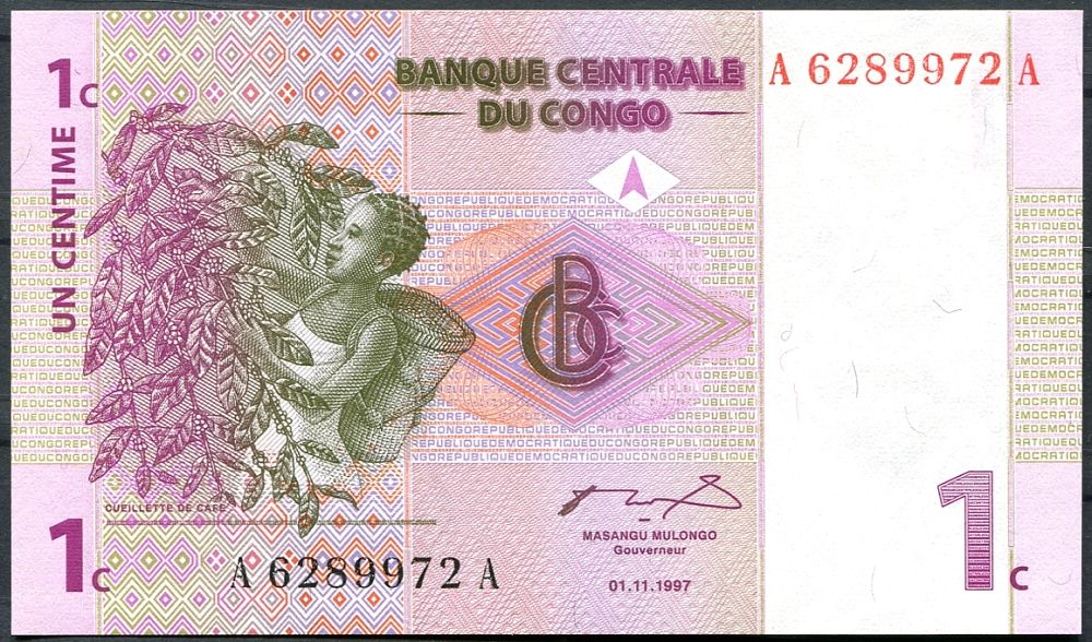 Kongo - (P 80) 1 Centime (1997) - UNC